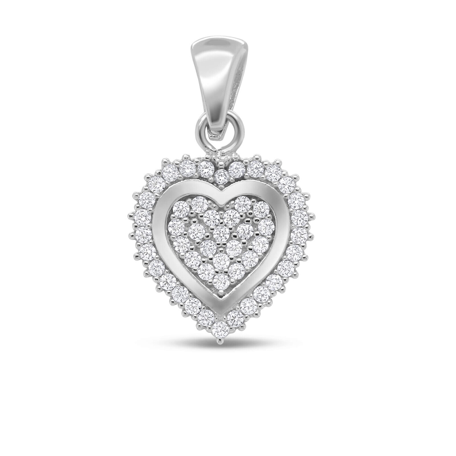 Brilio Silver Oslnivý stříbrný přívěsek se zirkony Srdce PEN06