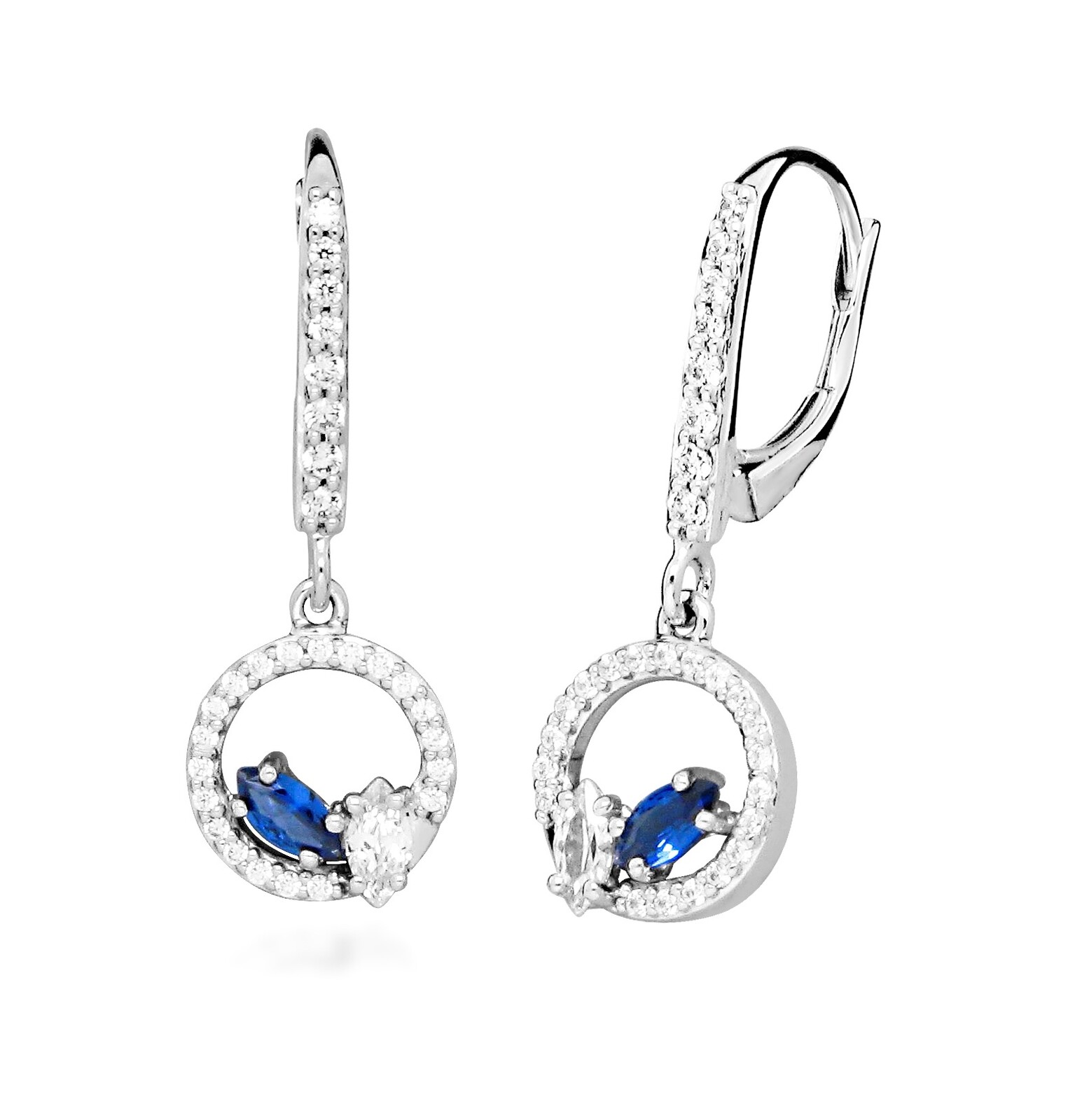 Silver Cat Stříbrné náušnice se zirkony a syntetickými safíry Colored Stones SC630