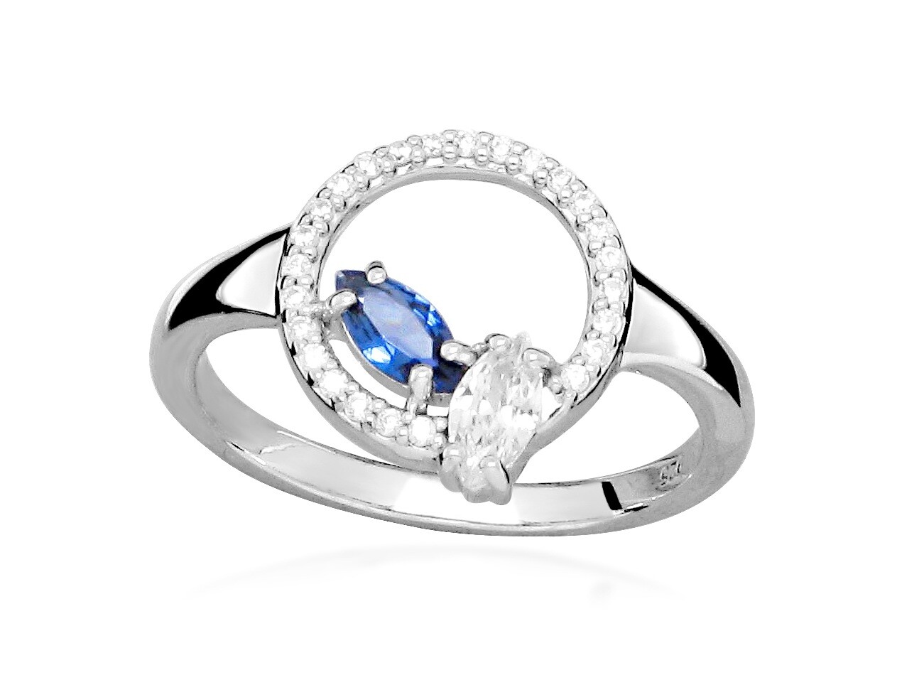 Silver Cat Stříbrný prsten se zirkony a syntetickým safírem Colored stones SC628 54 mm