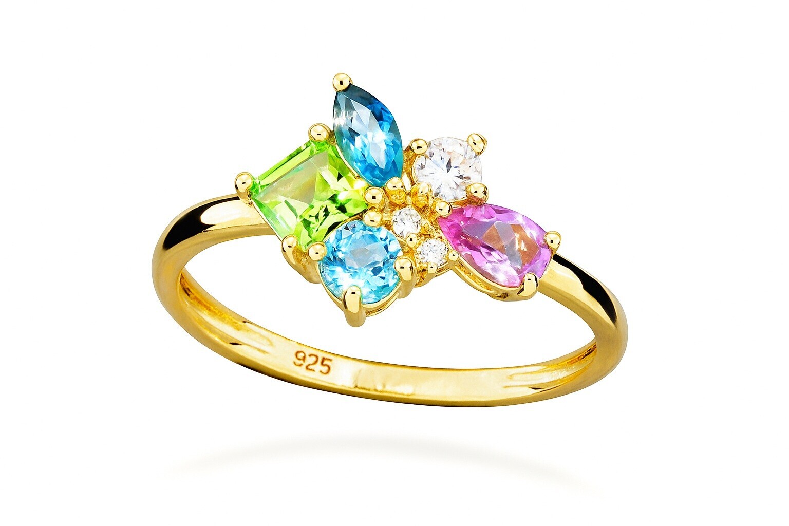 Silver Cat Hravý pozlacený prsten Colored stones SC625 54 mm