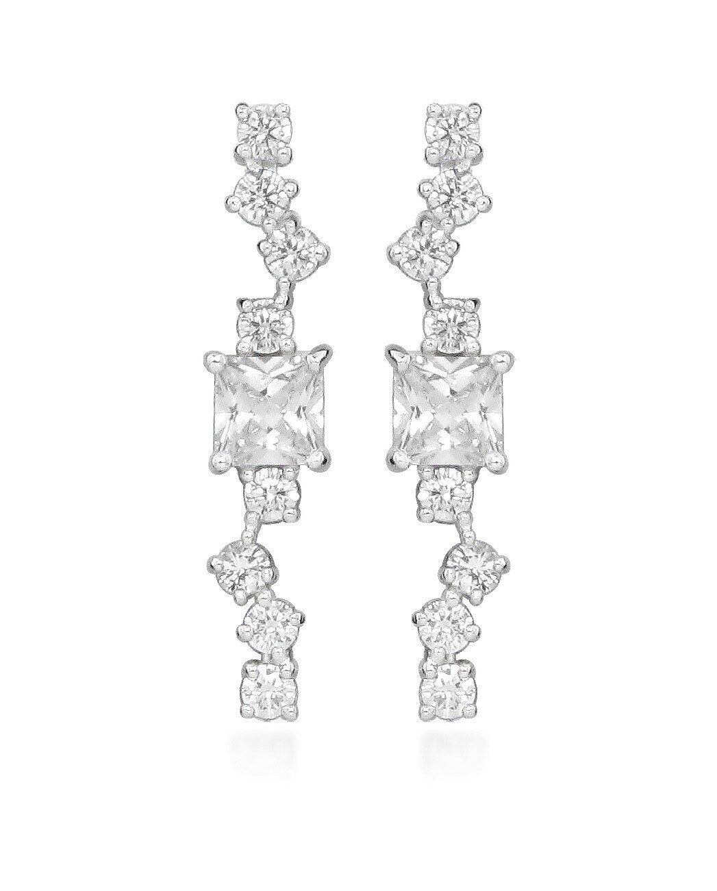 Silver Cat Oslnivé visací náušnice s kubickými zirkony Classics SC618