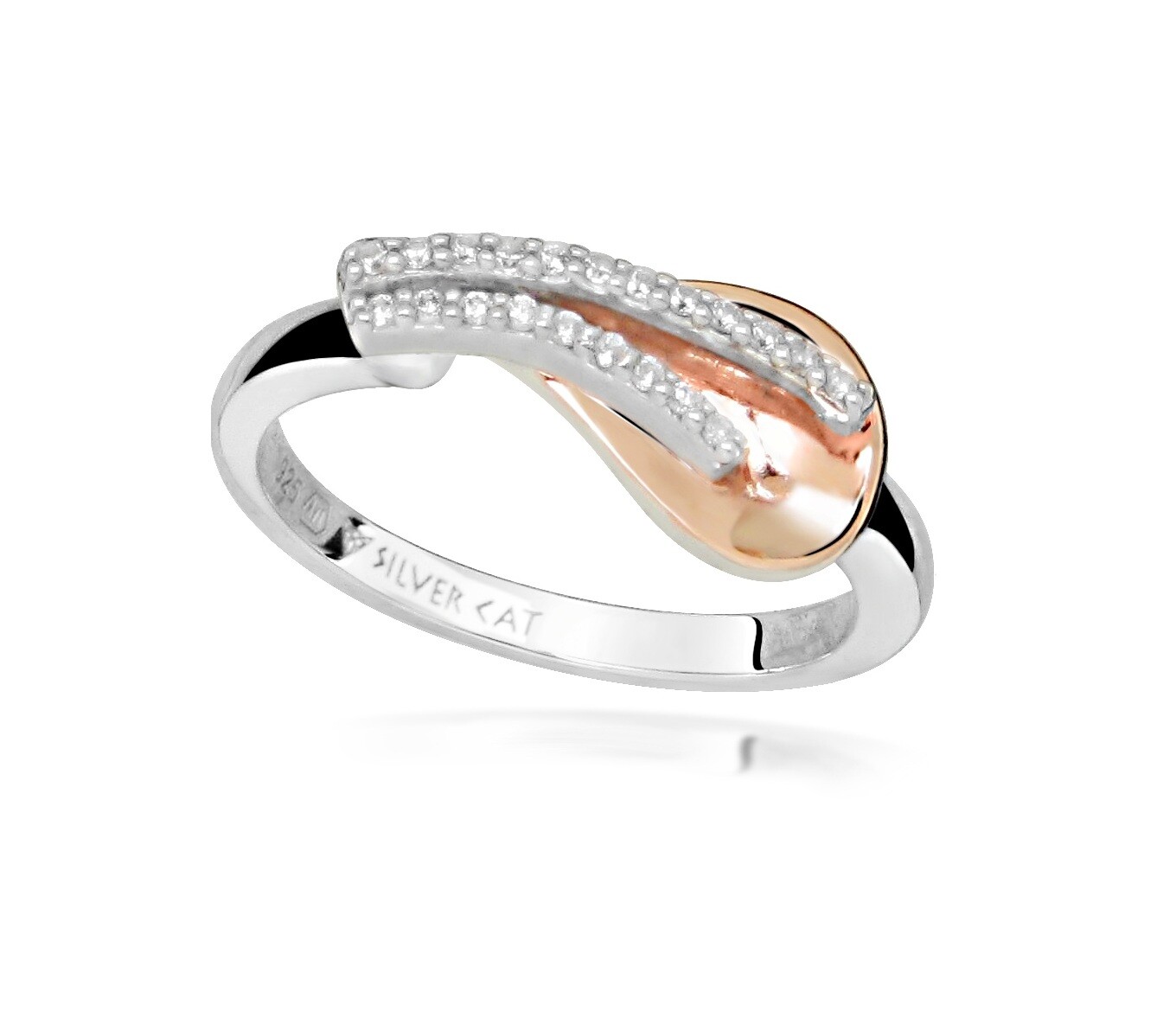Silver Cat Něžný stříbrný prsten se zirkony Bicolor SC605 52 mm