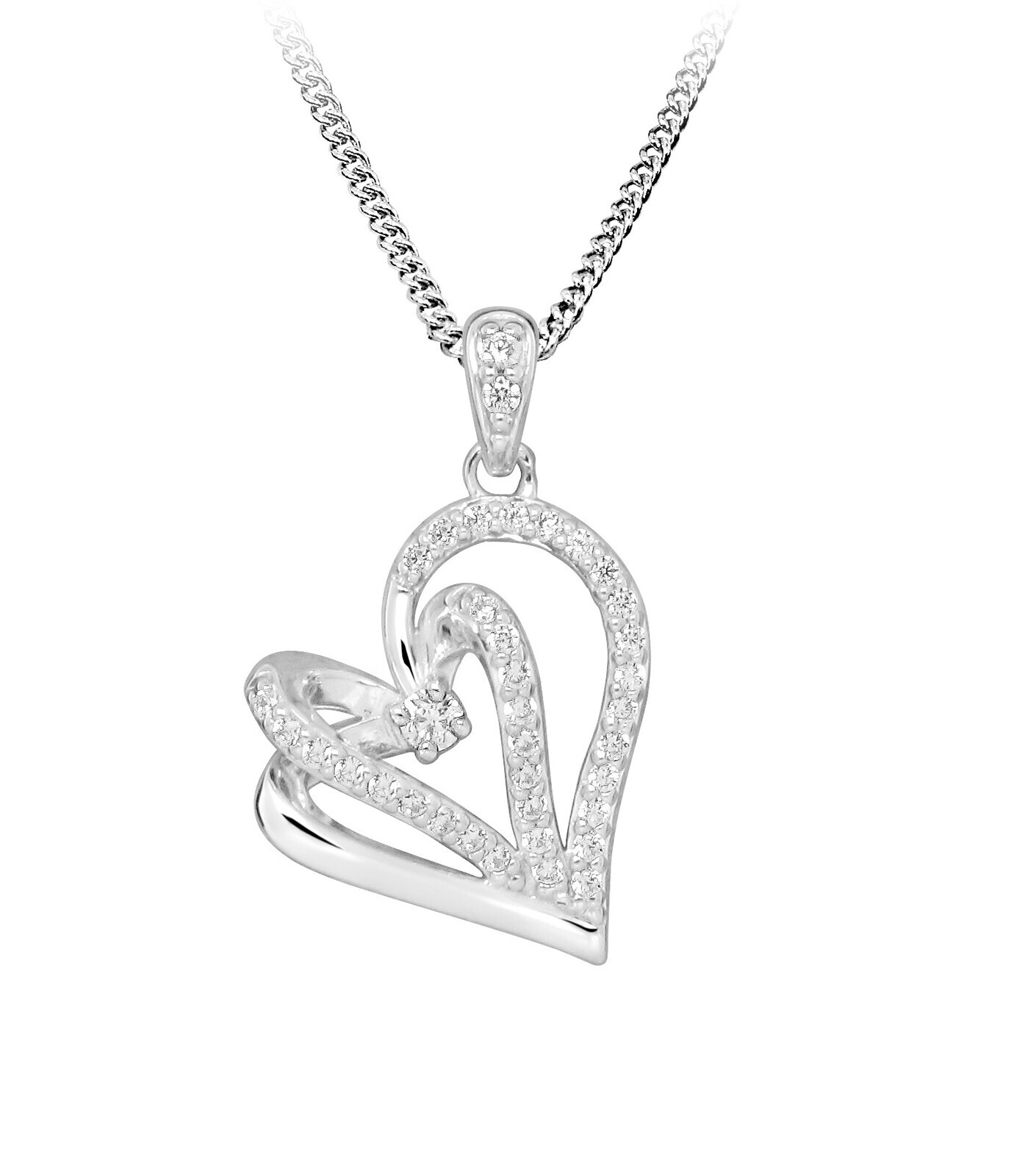 Silver Cat Stříbrný náhrdelník se srdíčkem Love & Infinity SC603 (řetízek, přívěsek)