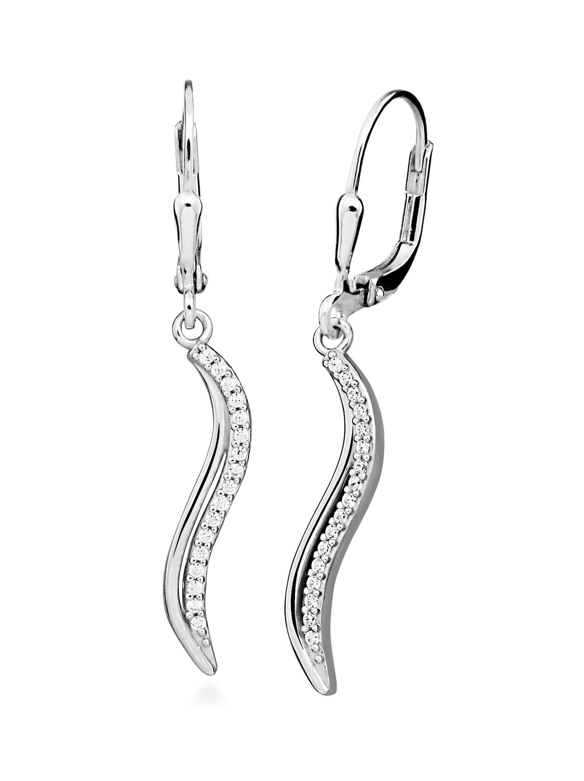 Silver Cat Stříbrné visací náušnice s čirými zirkony Beauty SC597