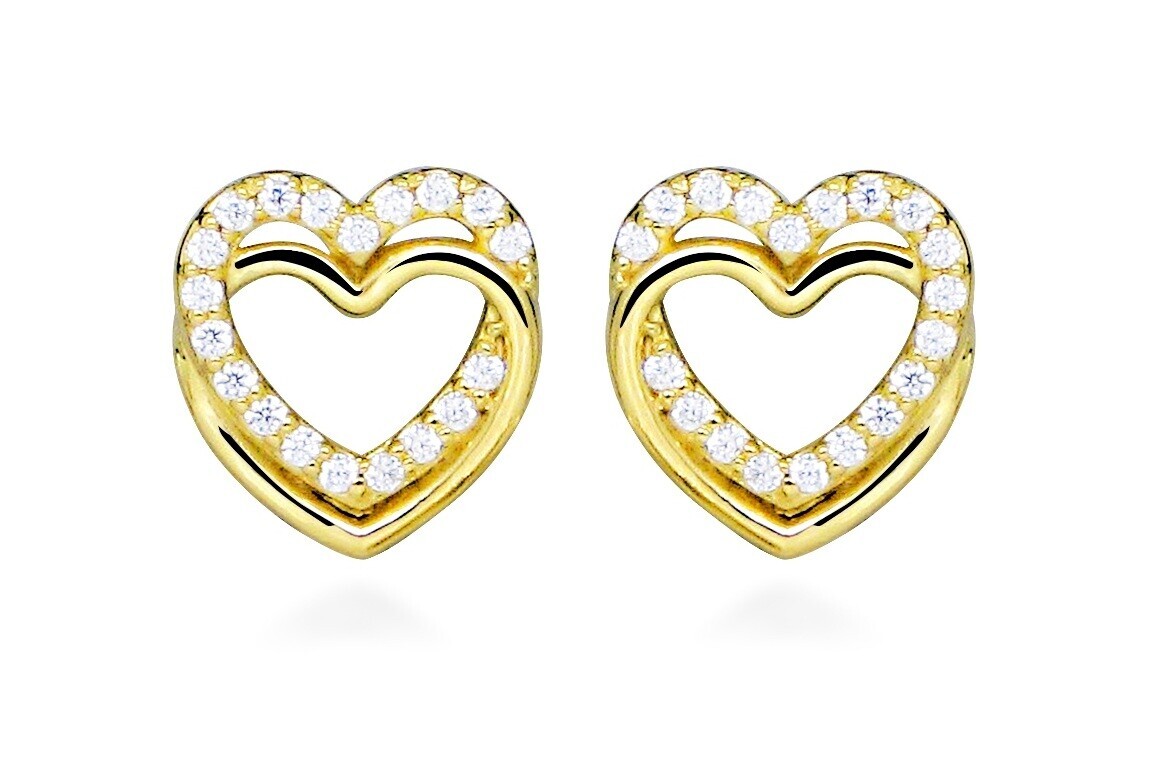 Silver Cat Pozlacené náušnice Srdíčka se zirkony Love & Infinity SC593
