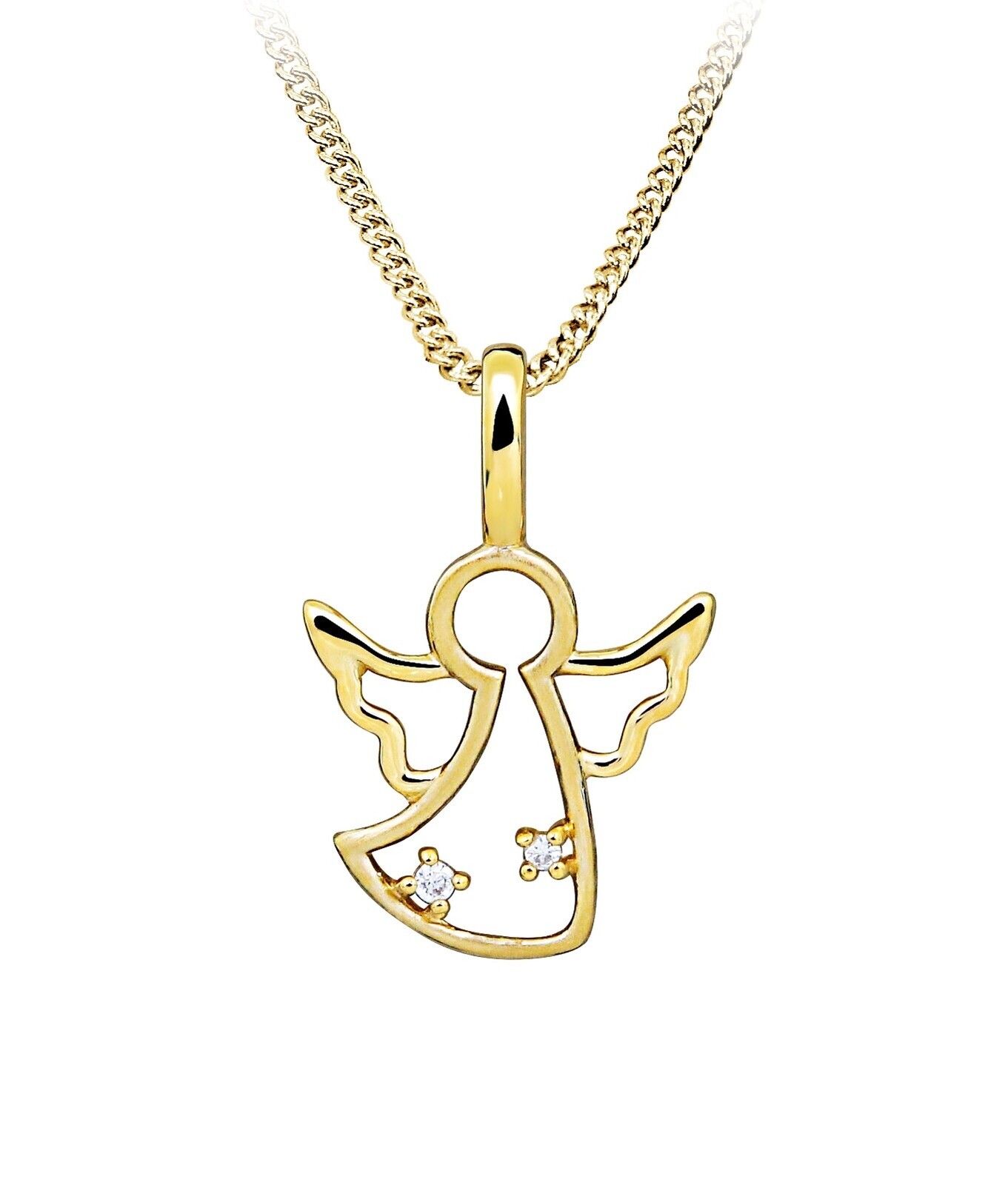 Silver Cat Pozlacený náhrdelník Andělíček se zirkony SC642 (řetízek, přívěsek)