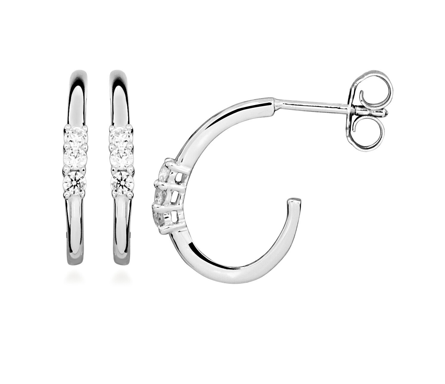 Silver Cat Stříbrné kruhové náušnice s kubickými zirkony Beauty SC638