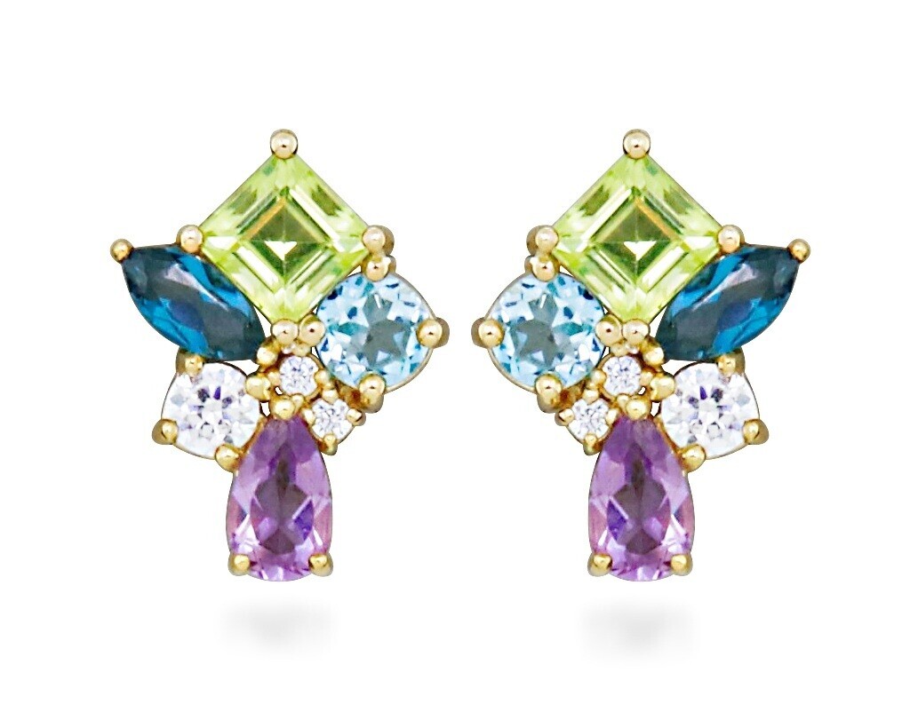 Silver Cat Hravé pozlacené náušnice Colored Stones SC544