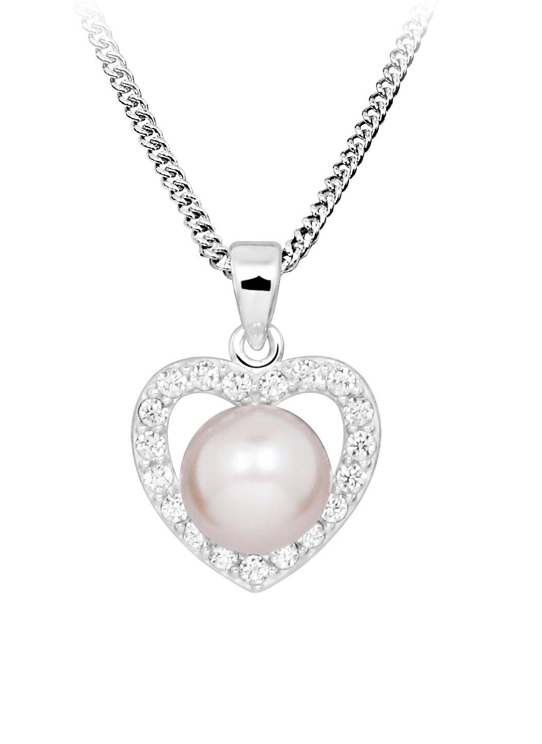 Silver Cat Stříbrný náhrdelník s pravou perlou Love & Infinity SC621 (řetízek, přívěsek)