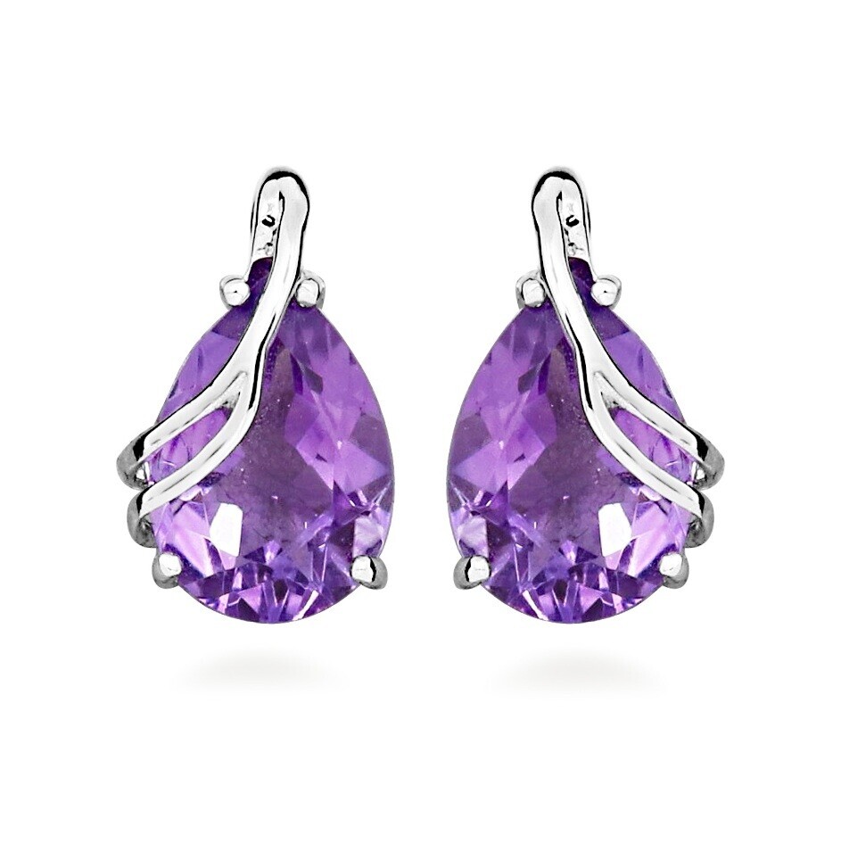 Silver Cat Úchvatné stříbrné náušnice s ametystem Colored Stones SC589