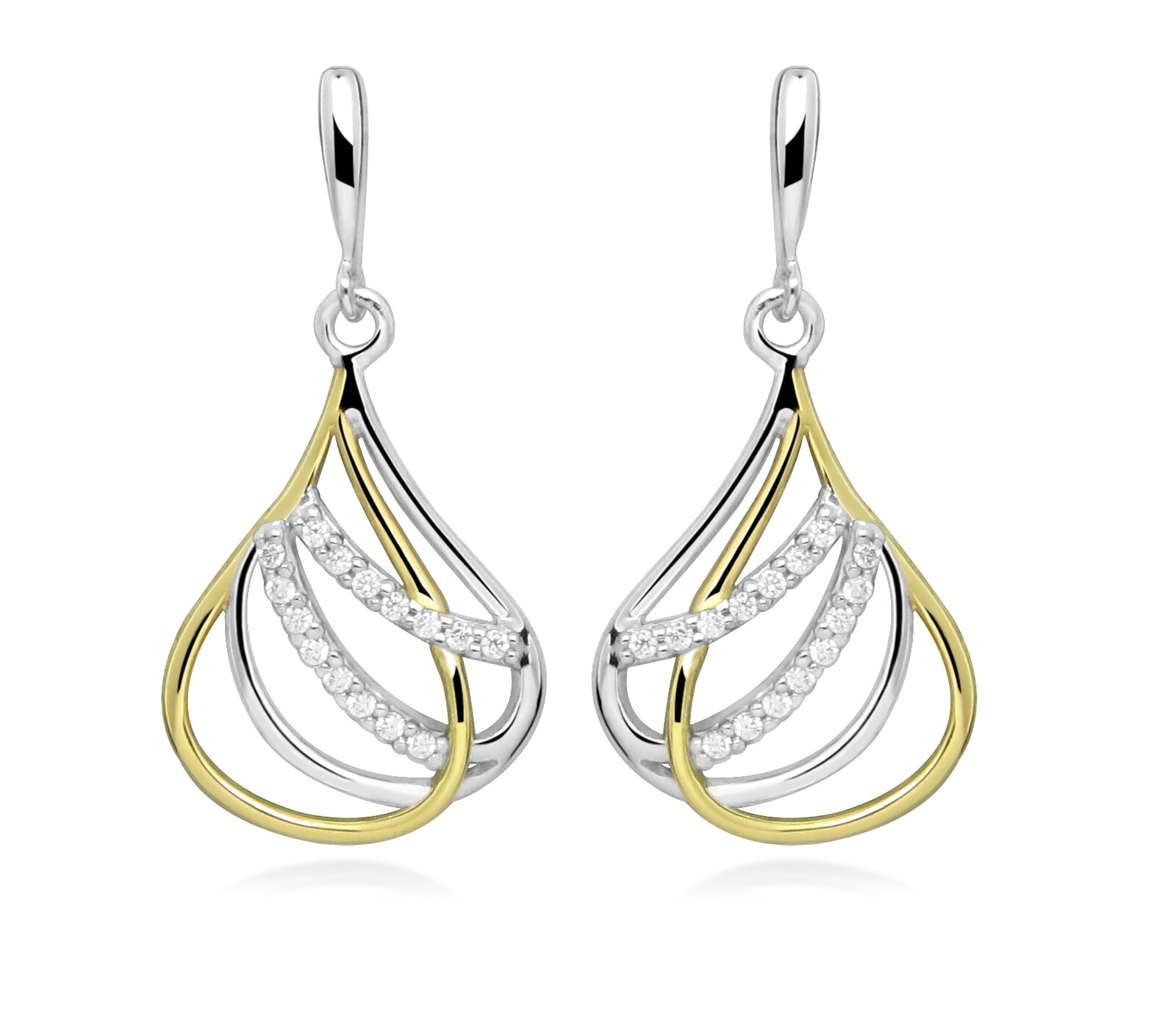 Silver Cat Elegantní visací náušnice ze stříbra Bicolor SC610