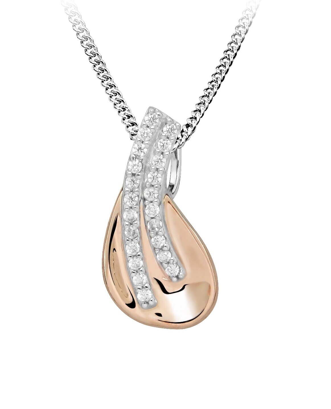 Silver Cat Elegantní náhrdelník se zirkony Bicolor SC606 (řetízek, přívěsek)