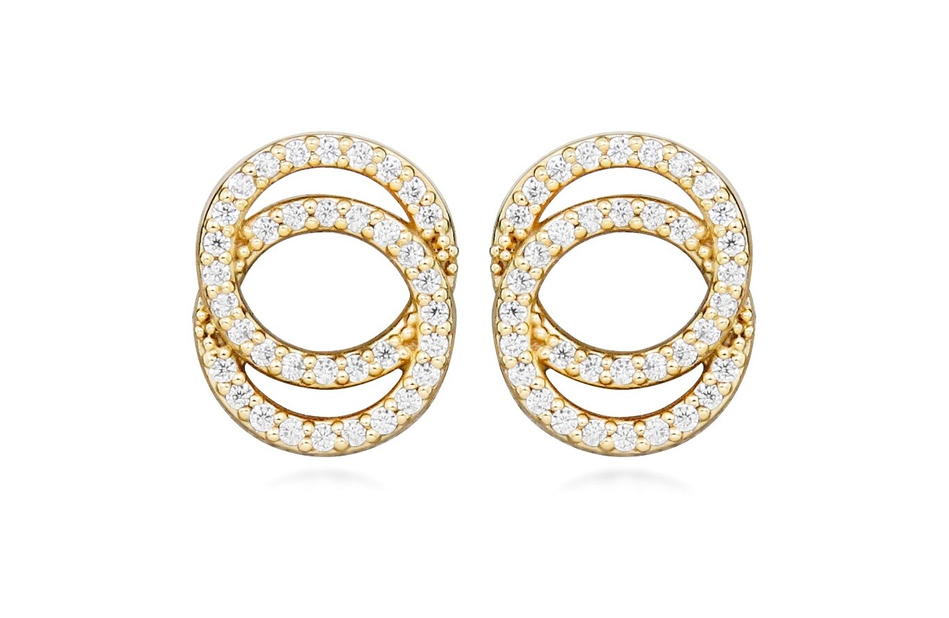 Silver Cat Zářivé pozlacené náušnice pecky se zirkony Beauty SC591