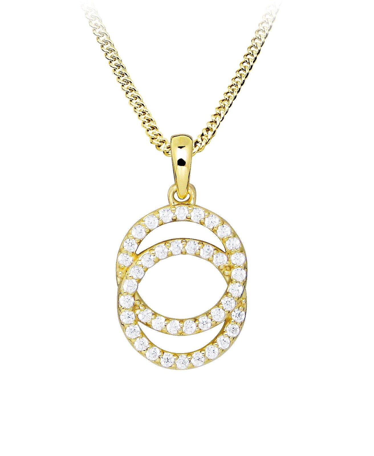 Silver Cat Blyštivý pozlacený náhrdelník se zirkony Beauty SC590 (řetízek, přívěsek)