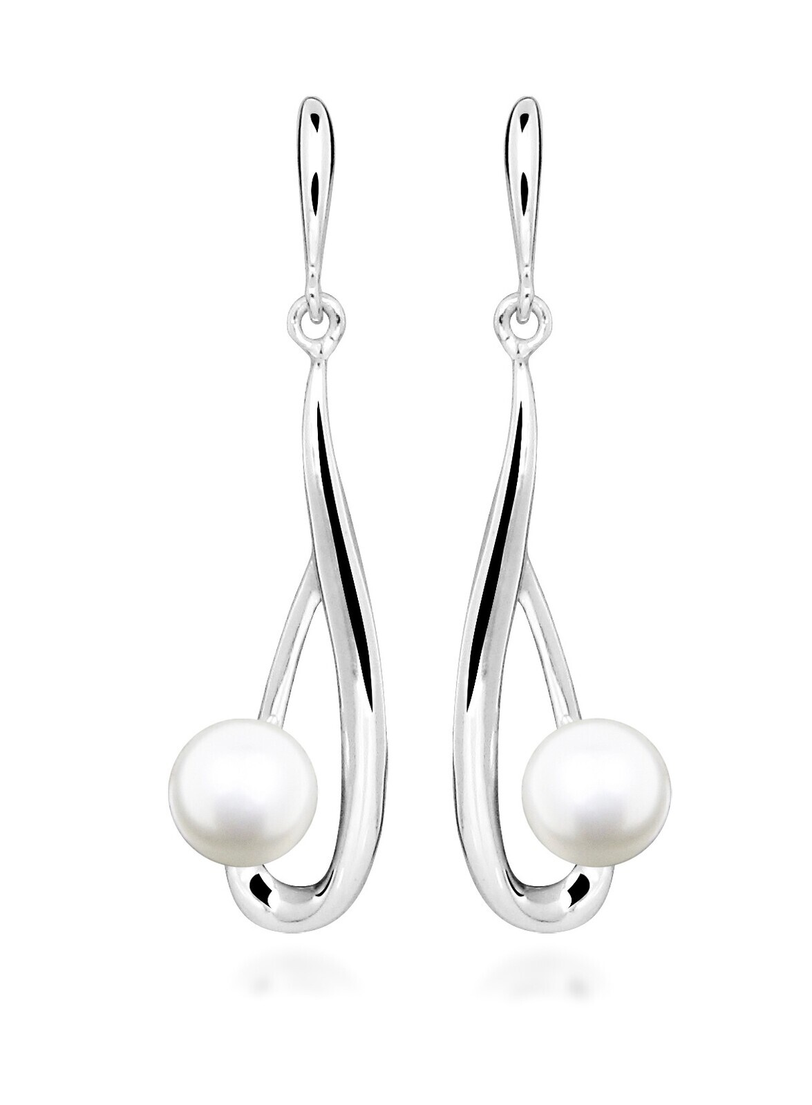 Silver Cat Stříbrné visací náušnice s pravou perlou Pearls SC612