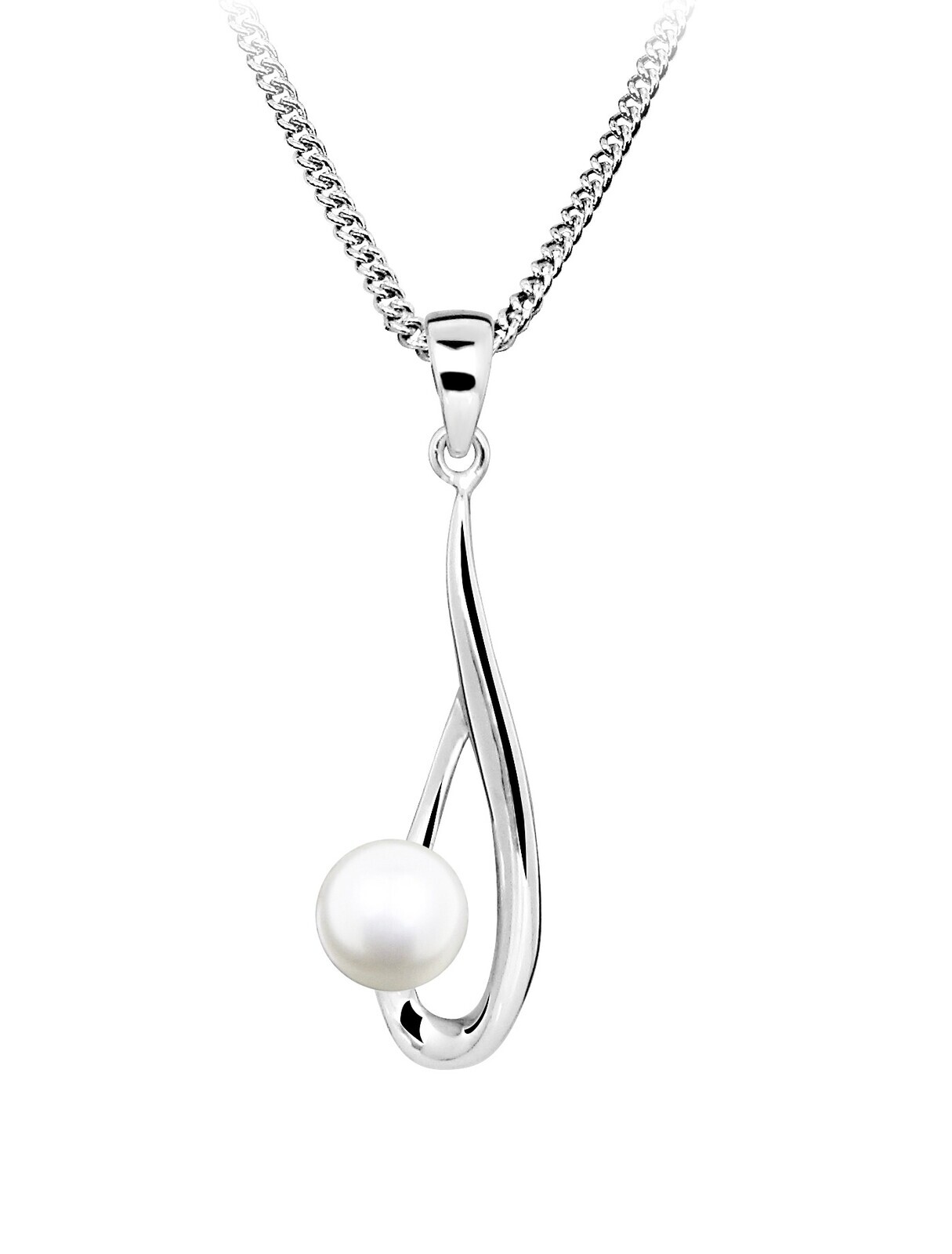 Silver Cat Půvabný stříbrný náhrdelník s pravou perlou Pearls SC611 (řetízek, přívěsek)