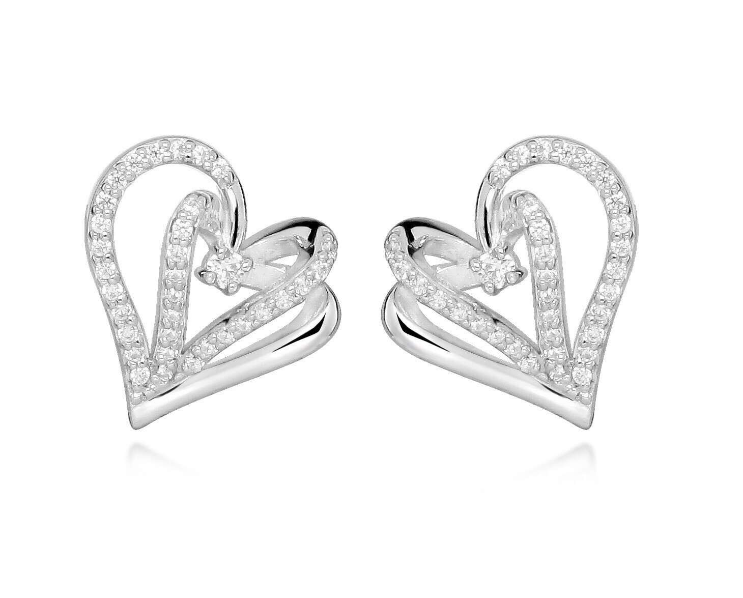 Silver Cat Srdíčkové náušnice s kubickými zirkony Love & Infinity SC604
