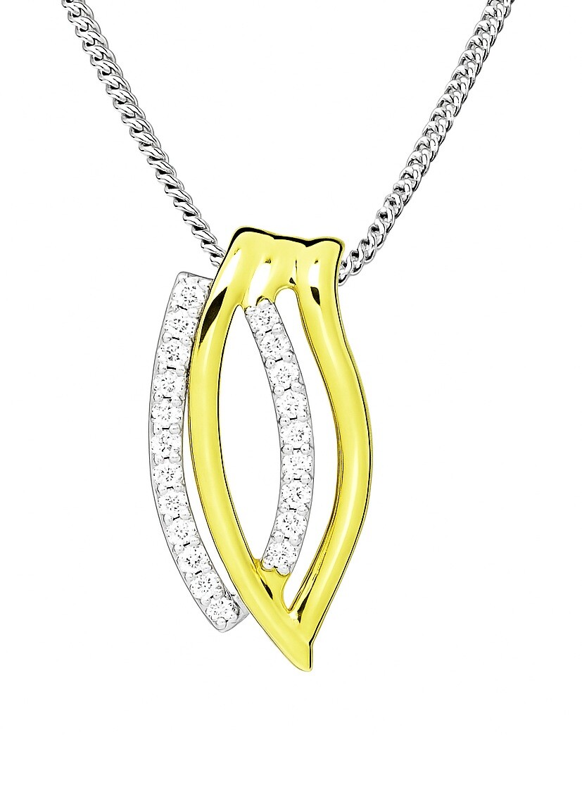 Silver Cat Elegantní stříbrný náhrdelník se zirkony Bicolor SC599 (řetízek, přívěsek)