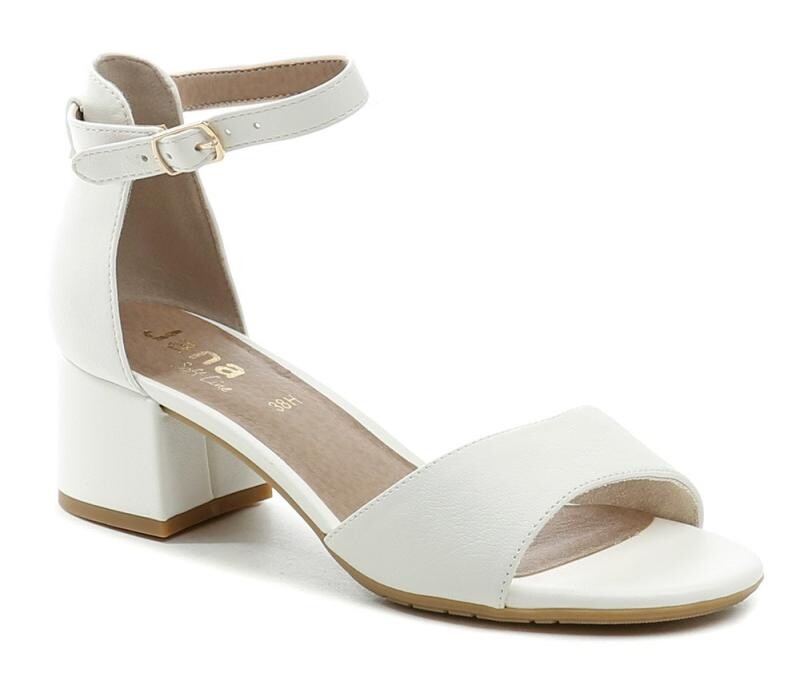 Jana 8-28361-42 bílé dámské sandály na podpatku šíře H