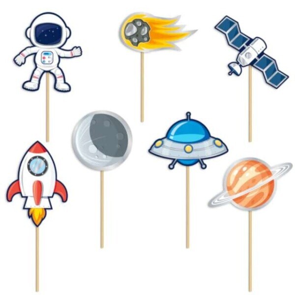 Zápichy na dort a cupcakes Vesmír 7 ks