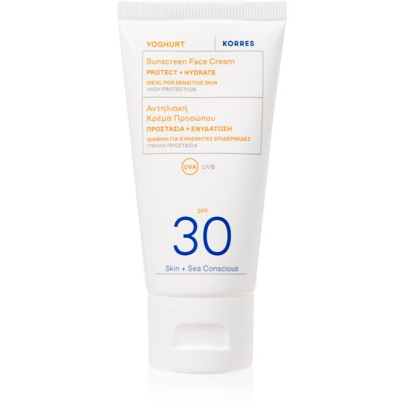 Korres Yoghurt Sunscreen opalovací krém na obličej s vysokou UV ochranou SPF 30 50 ml