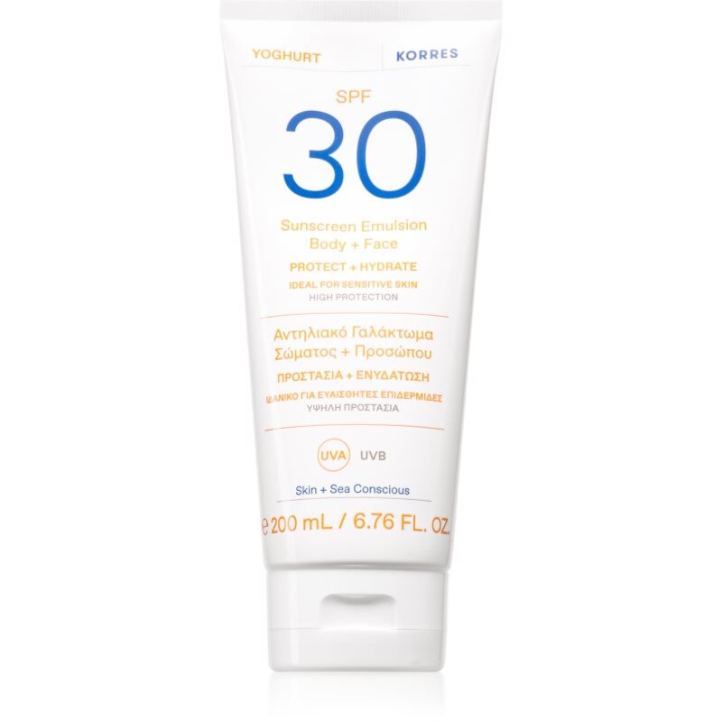 Korres Yoghurt Sunscreen opalovací emulze na obličej a tělo SPF 30 200 ml