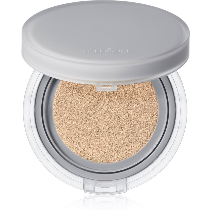 rom&nd Nu Zero Cushion lehký ochranný make-up v houbičce pro rozjasnění pleti odstín 03 Natural 21 15 g