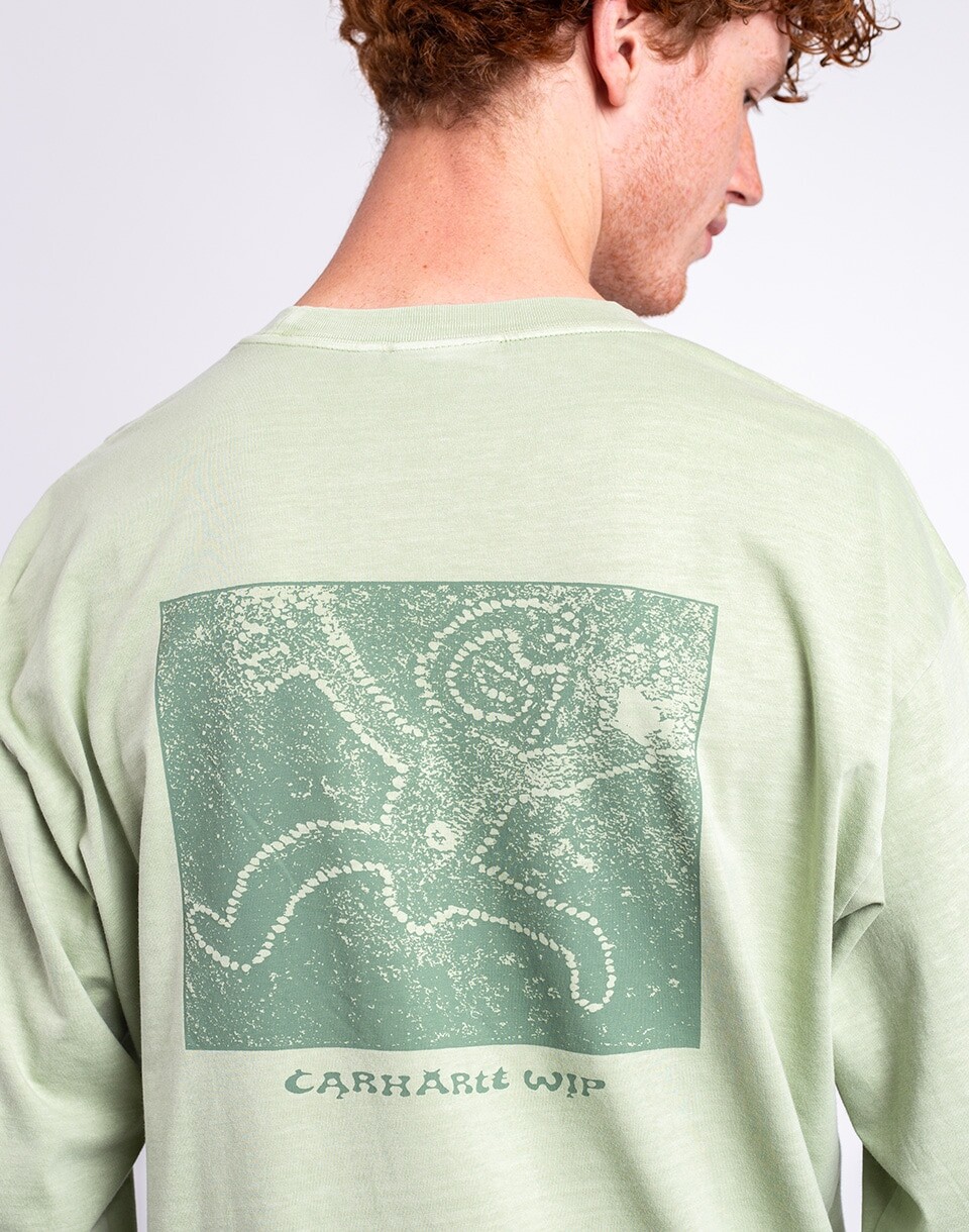 Carhartt WIP L/S Terrestrial T-Shirt Pale Olive/ Dollar Green pigment garment dyed XS