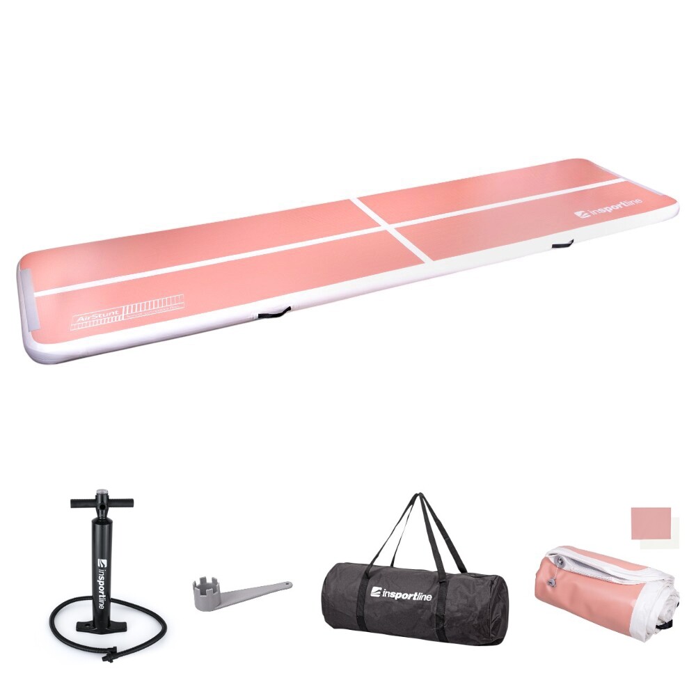 inSPORTline Airstunt 500x100x10 cm korálová růžová s ruční pumpou