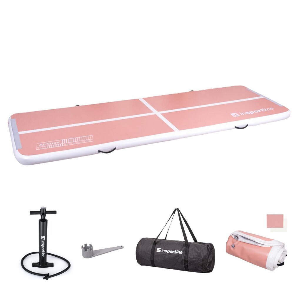 inSPORTline Airstunt 400x100x10 cm korálová růžová s ruční pumpou