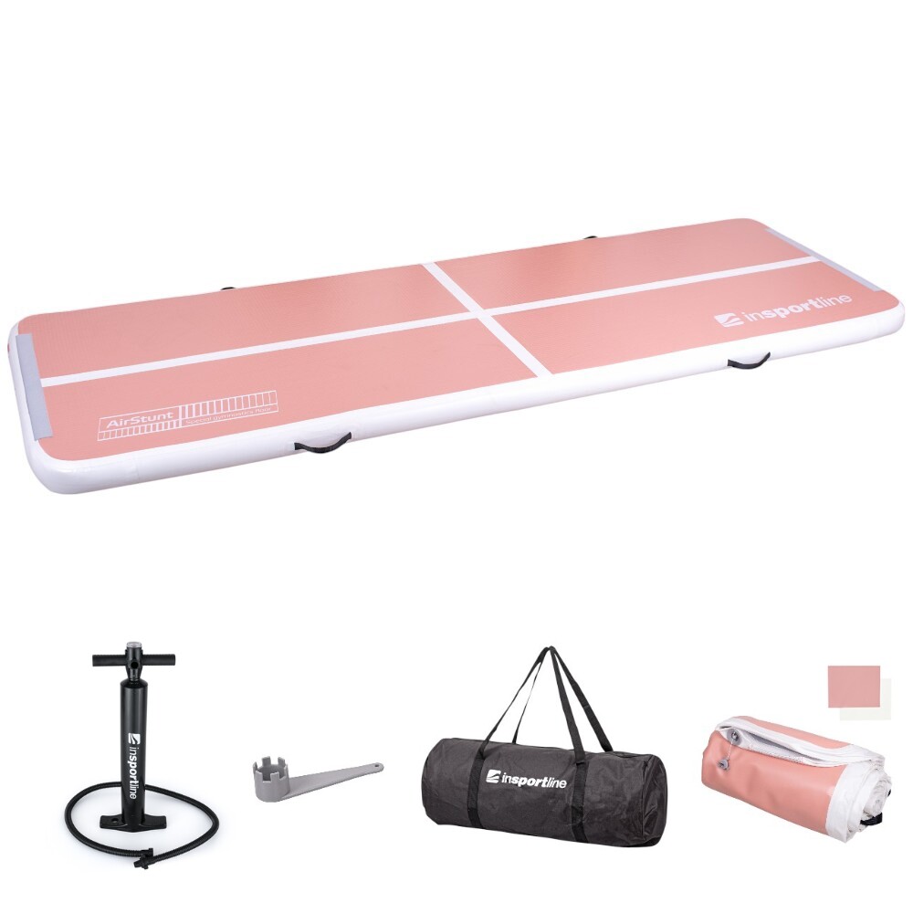 inSPORTline Airstunt 300x100x10 cm korálová růžová s ruční pumpou