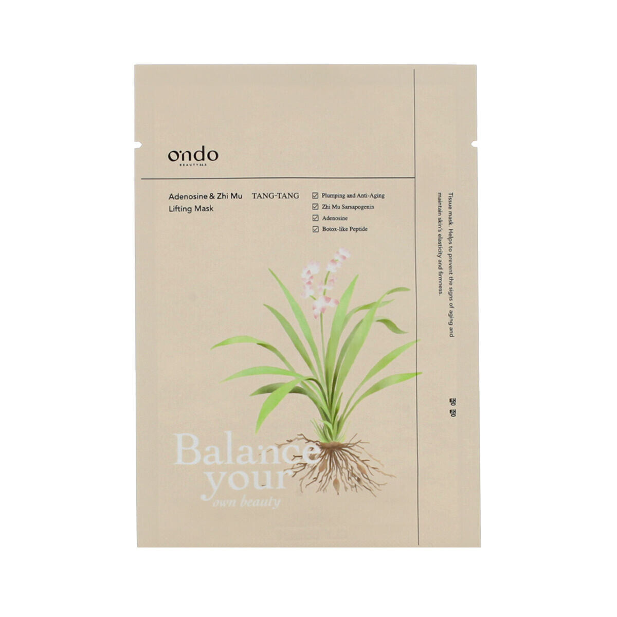 Ondo Beauty 36.5 TANG-TANG Adenosine & Zhi Mu Lifting Mask vyhlazující pleťová maska 25 g unisex
