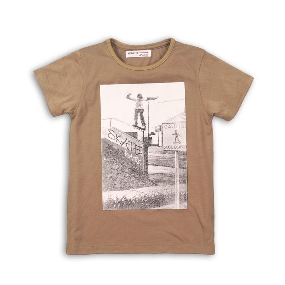 Tričko chlapecké s krátkým rukávem, Minoti, YEEZ 1, hnědá - 98/104 | 3/4let