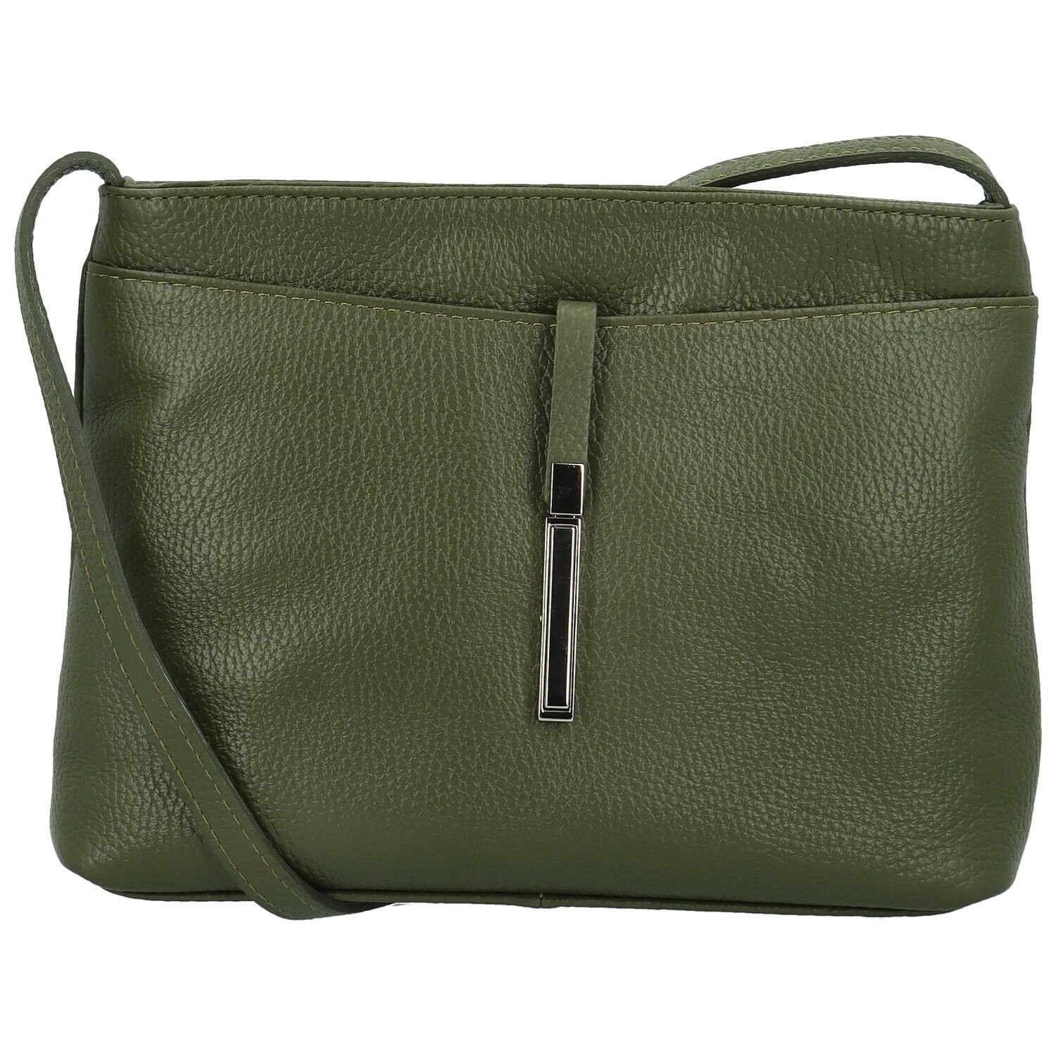 Trendy dámská kožená crossbody Simona, tmavě zelená