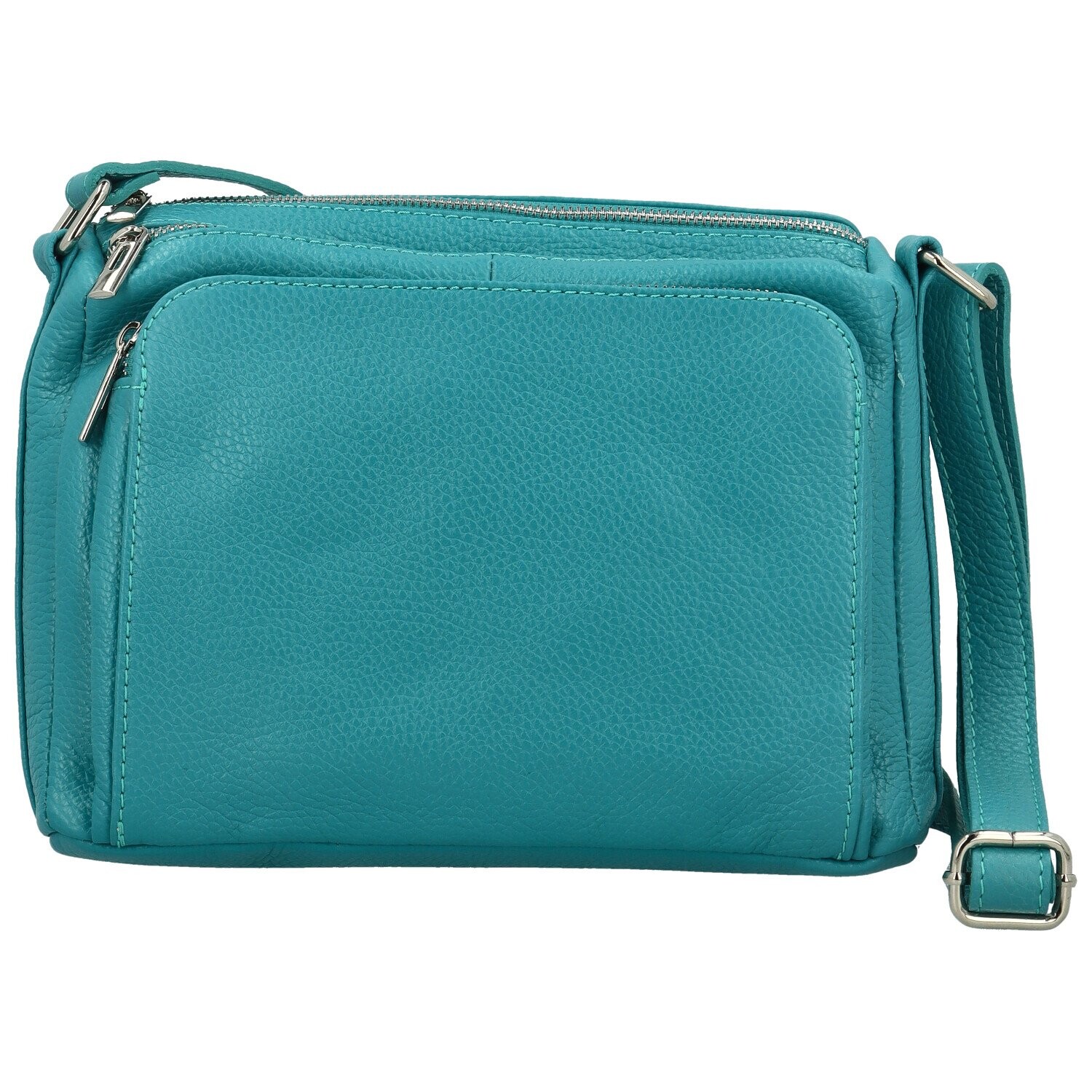 Dámská kožená crossbody kabelka stříbrná - Delami Vera Pelle Bandit stříbrná