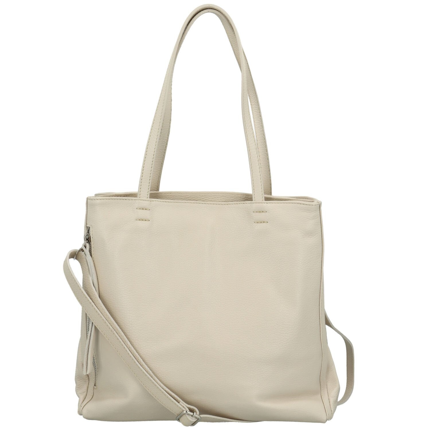 Stylová dámská kožená kabelka na rameno Delami Vera Pelle Stelvia, krémová