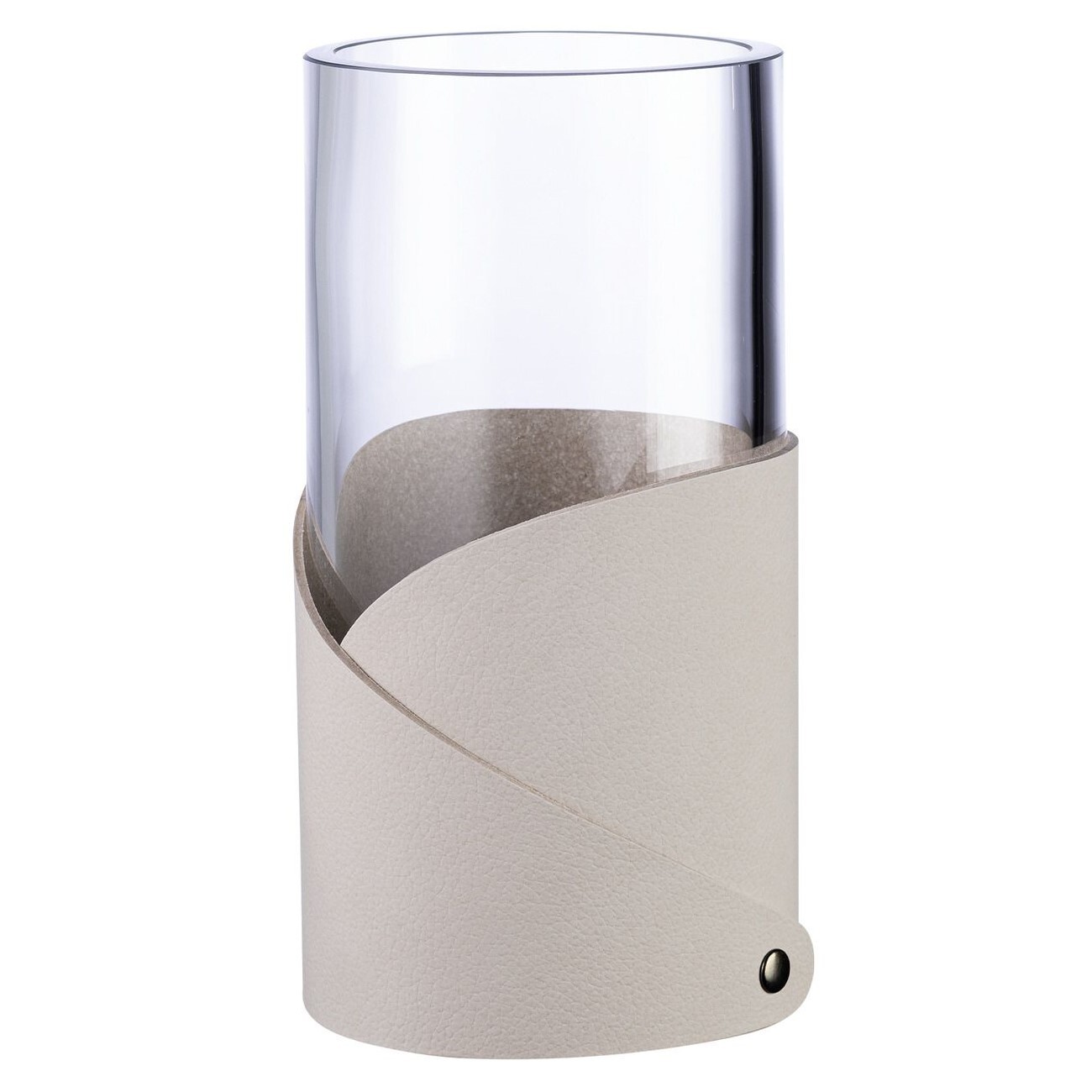 Váza FOLD NUPO 15 cm, ústřicová, kůže / sklo, LIND DNA