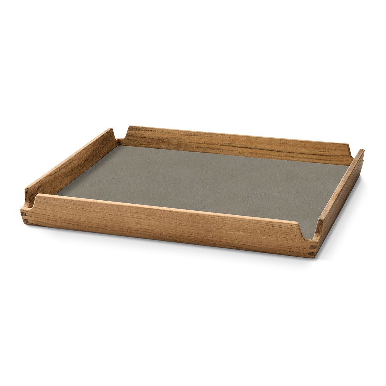 Servírovací podnos AIRY NUPO 30 x 30 cm, tmavě šedá / hnědá, kůže / dřevo, LIND DNA