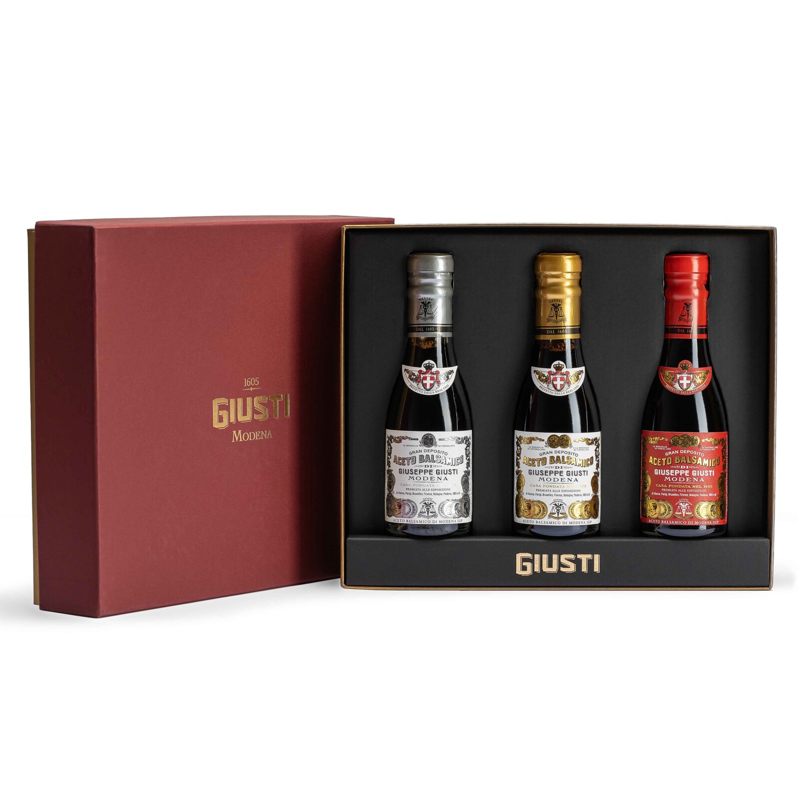 GIUSTI Modena 1605 Balzamikový ocet 1 SILVER MEDAL & 2 & 3 GOLD MEDALS 3 x 100 ml, Giusti