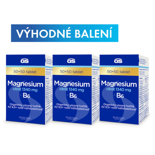 GS Magnesium citrát 1340mg+B6 tbl.50+50 - balení 3 ks