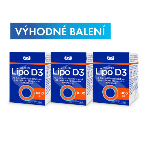 GS Vitamin Lipo D3 1000 IU cps.60 - balení 3 ks