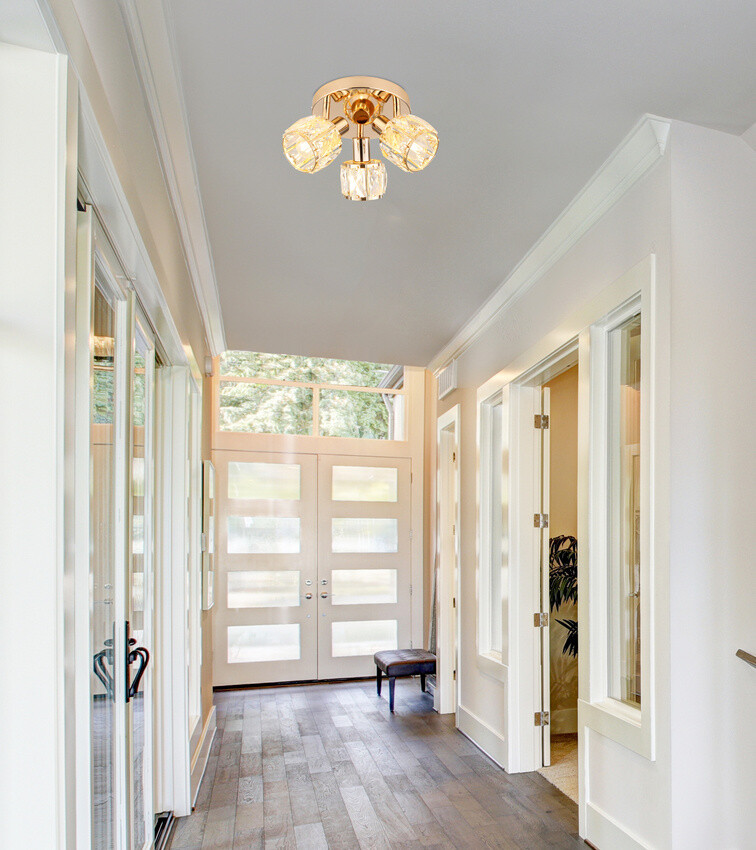 dubajská stropní lampa stropní lampa růžové zlato křišťálové stínidlo průhledné