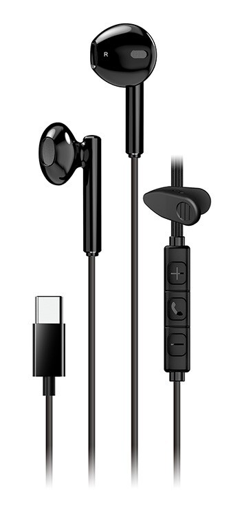 Genius HS-M366, sluchátka s mikrofonem, černá, 360°rotační klip, USB Type-C