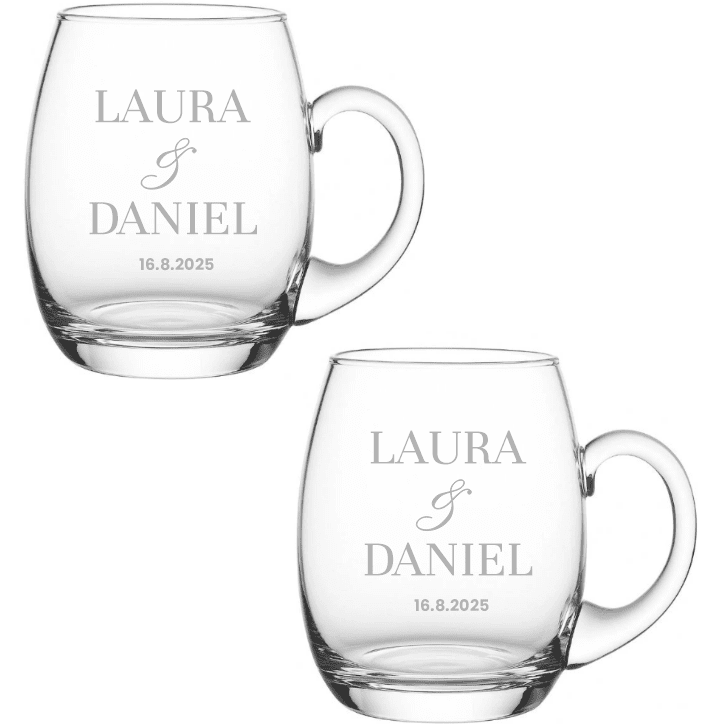 Dekorant Svatební ručně foukané půllitry SIMPLE 2KS