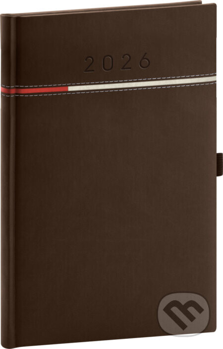 NOTIQUE Týždenný diár Tomy 2026, hnedo-červený, 15 x 21 cm - Notique