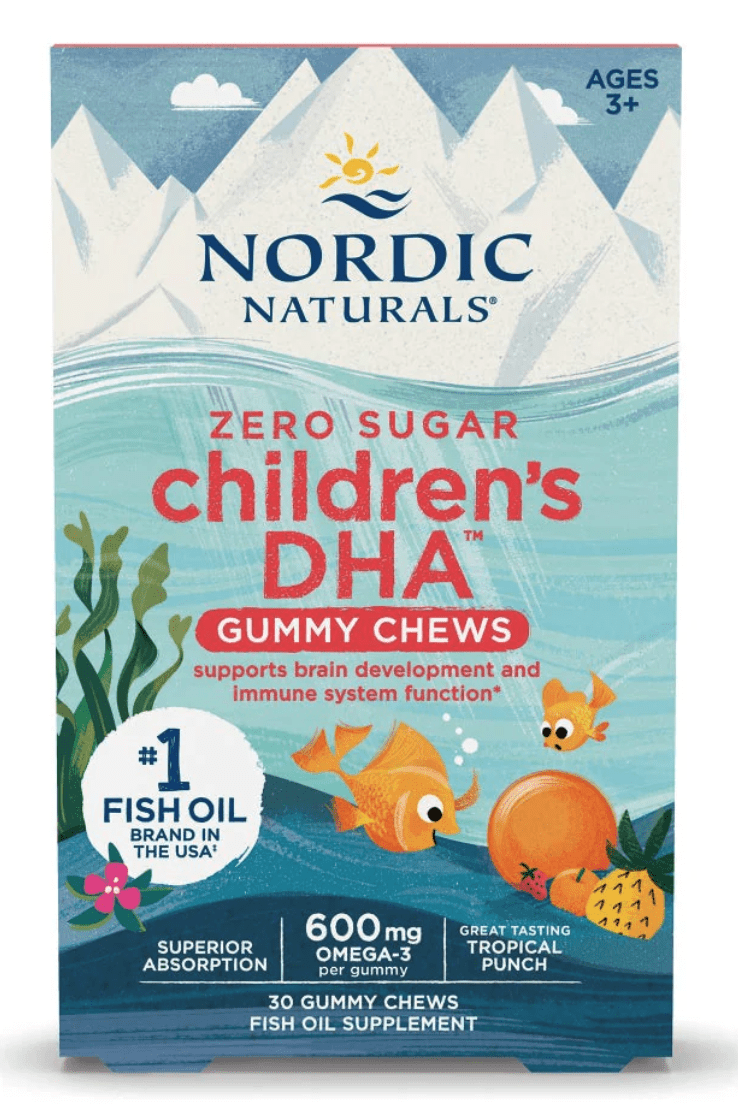 Nordic Naturals Children's DHA Gummy Chews, rybí olej pro děti 3+, tropické ovoce, 30 gumových bonbónů