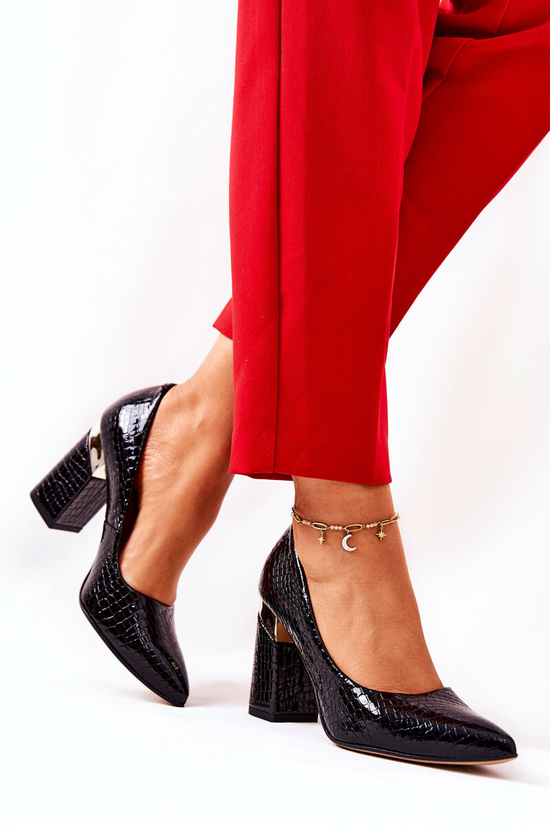 Lewski Shoes Kožené lodičky Lewski Hadí 3117 Černé