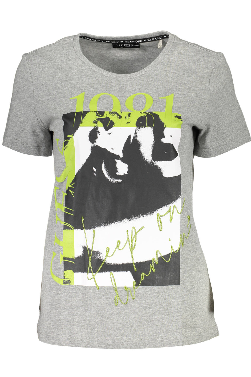 GUESS JEANS WOMEN'S SHORT SLEEVE T-SHIRT GRAY