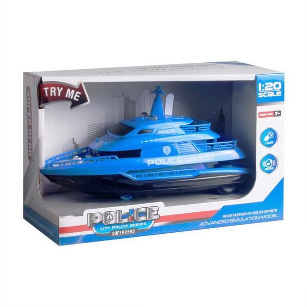 Loď na setrvačník s efekty modrá 22 cm