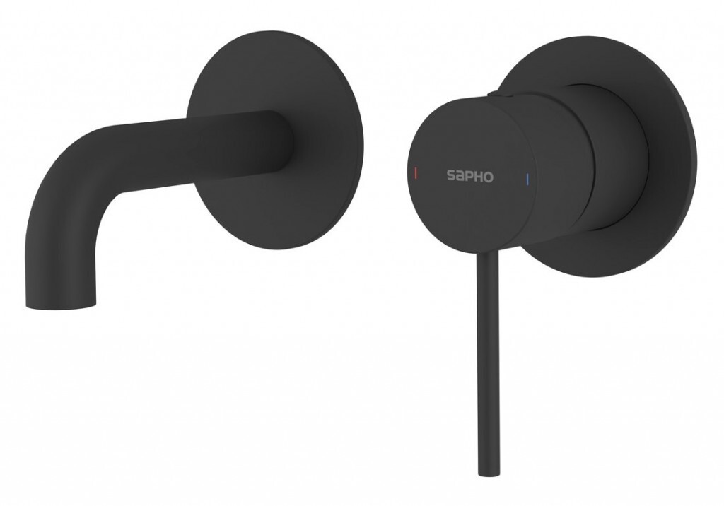 SAPHO ULTRAMIX podomítková dvouprvková umyvadlová baterie, hubice 10cm, černá mat UT110B